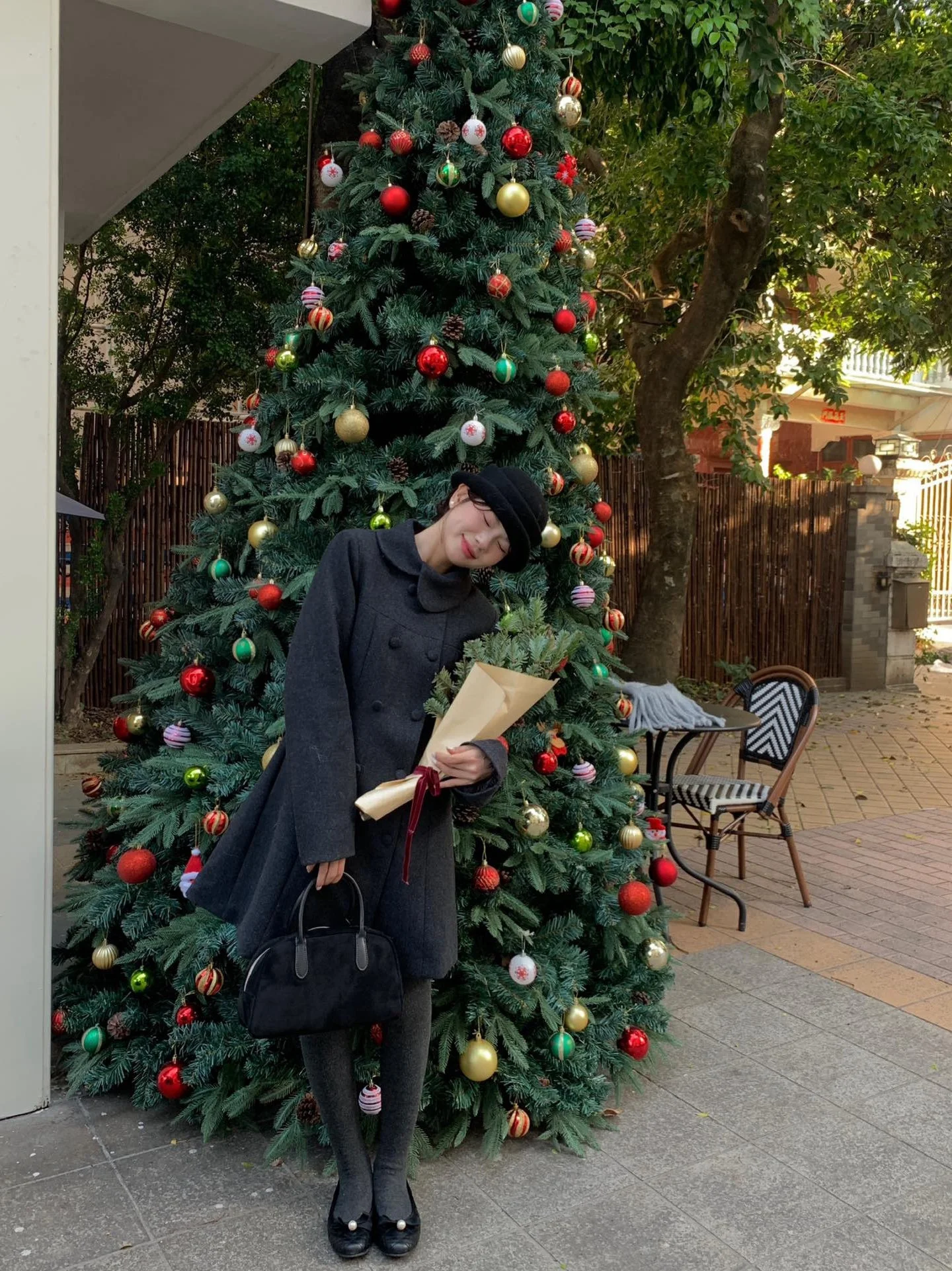 

Korean Drama Inspired Vintage Double Breasted Woolen Quilted Jaet Slimming Notch Collar Mid-Length Warmth Filled Coat