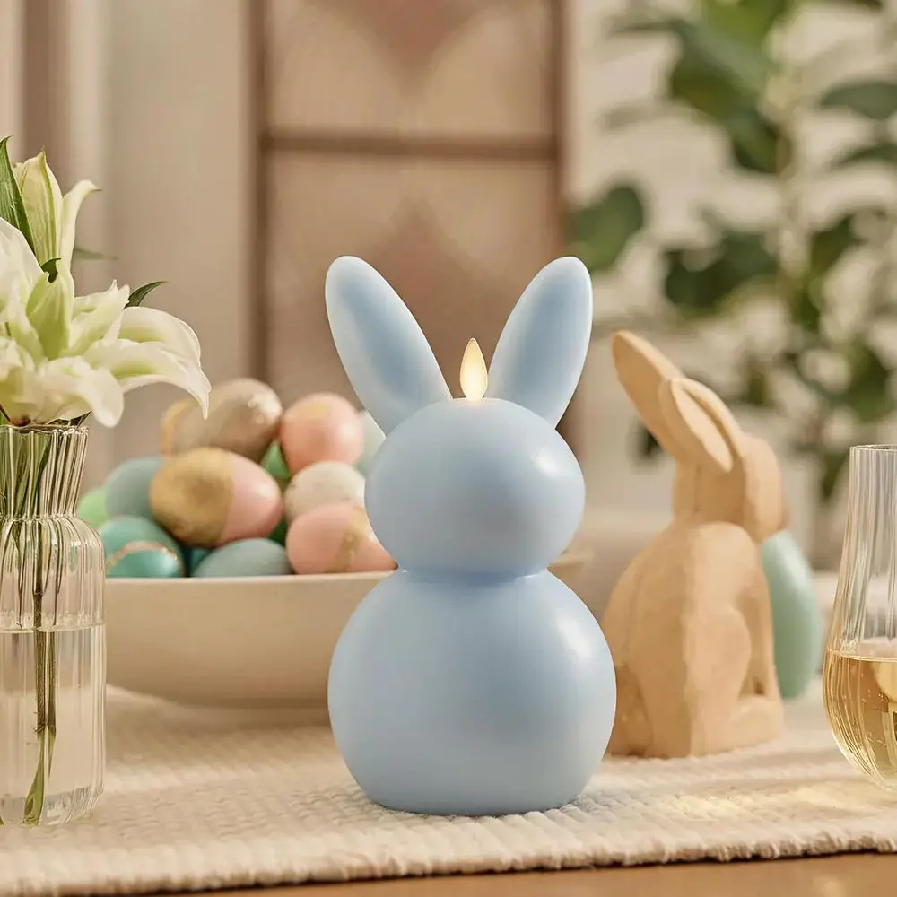 

Easter Bunny LED Candle - 4.5 x 4.5 x 8.5 - Realistic Decor - Powered by AA Batteries - Soft Blue Light