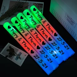 30Pcs RGB LED Glow Foam Stick Bulk Colorful LED Cheer Tube Dark Glow Sticks Light Birthday Wedding Party Supplies