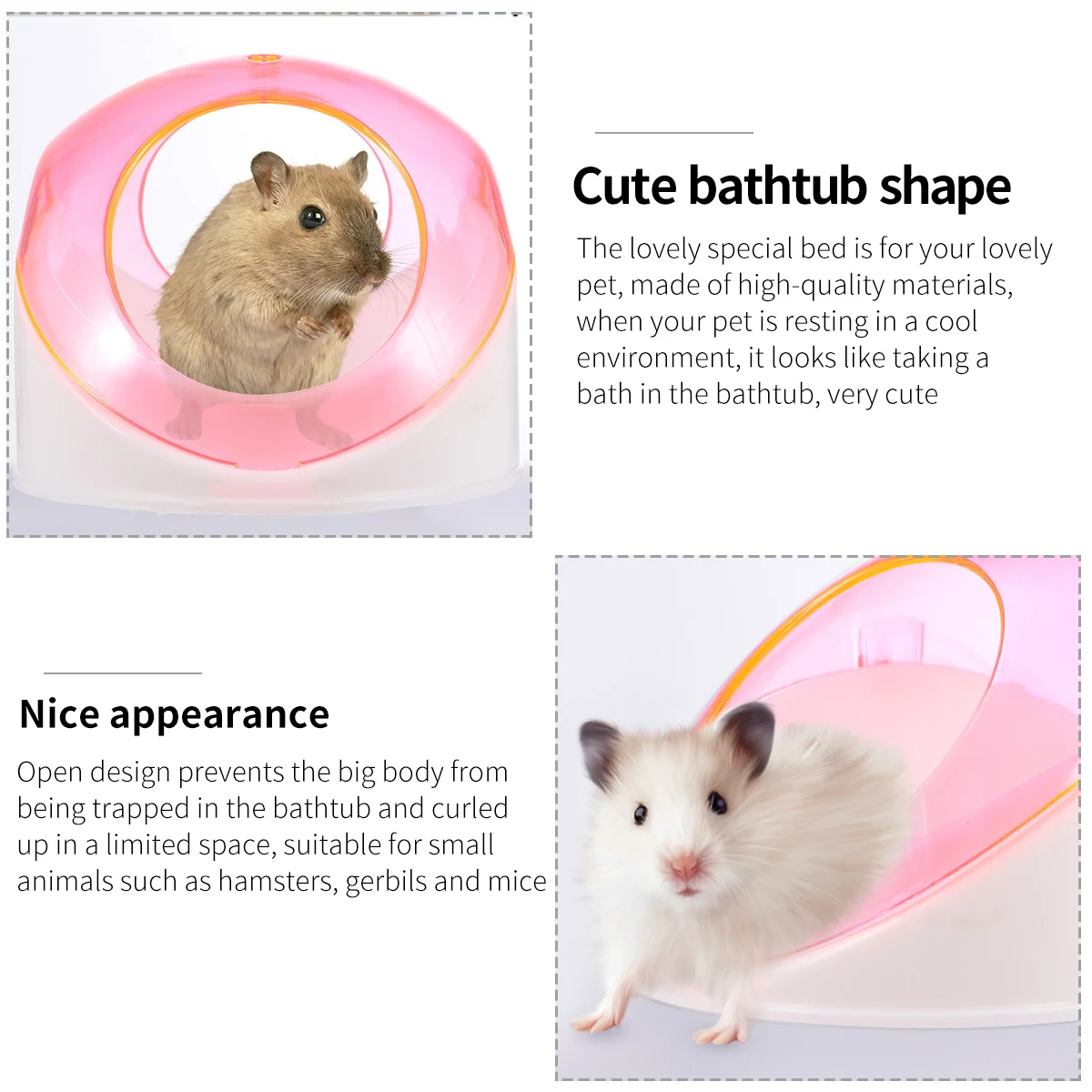

Small Pet Chinchilla Hamster Sand Bath Room Durable Plastic Bathhouse Container With Scoop For Poop Portable Foldable For Home
