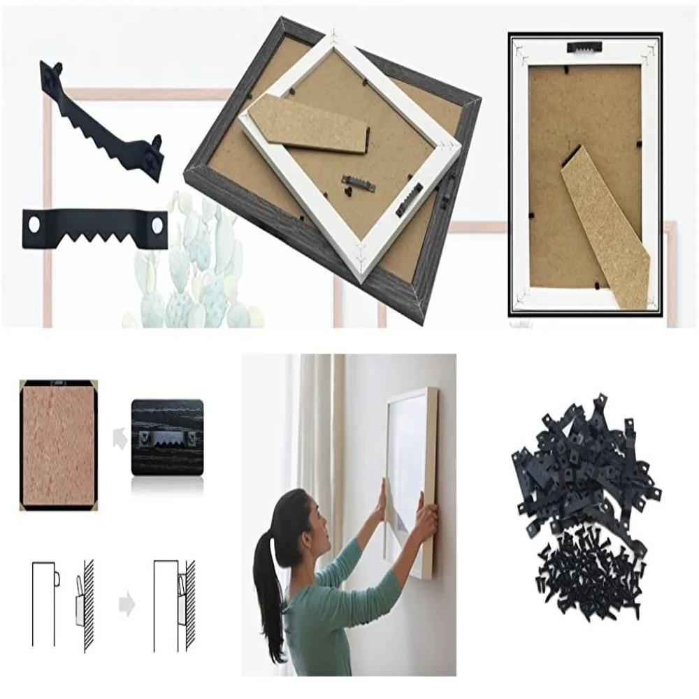 Golden Silver Black Sawtooth Picture Frame Hanger Hanging Photo Wall Oil Painting Mirror Saw Tooth Hooks with Screws