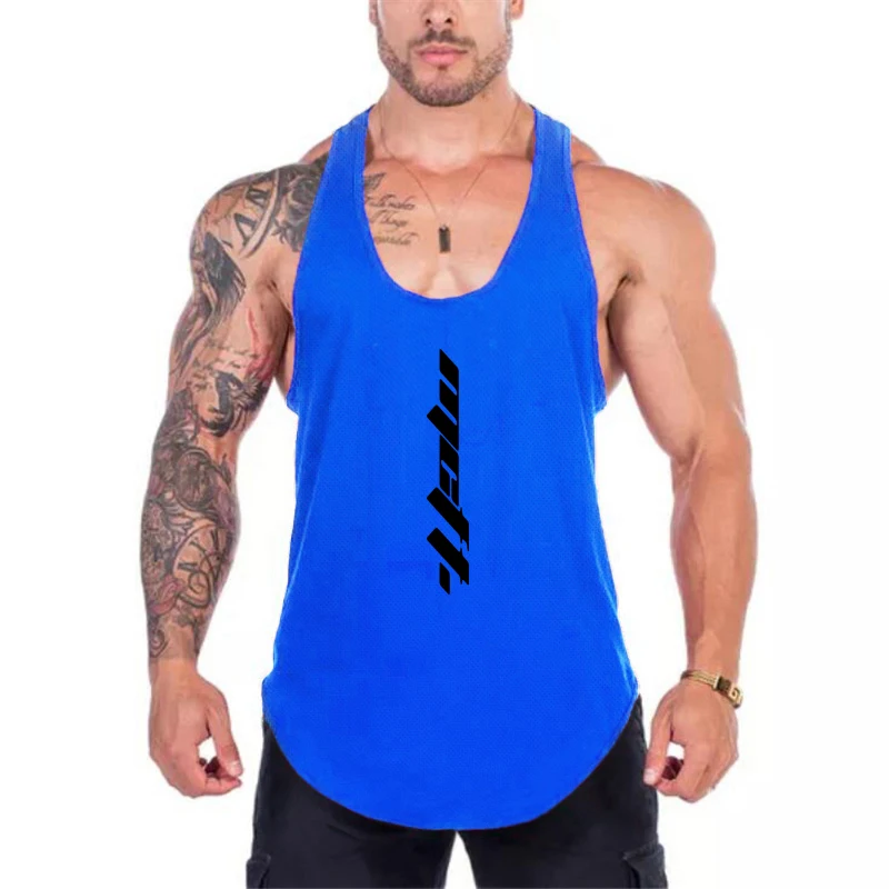 

Gym Fitness Summer Mesh Breathable Quick Dry Sleeveless Tank Tops Men's Casual Fashion Street Hip Hop Racer Back Muscle Shirt