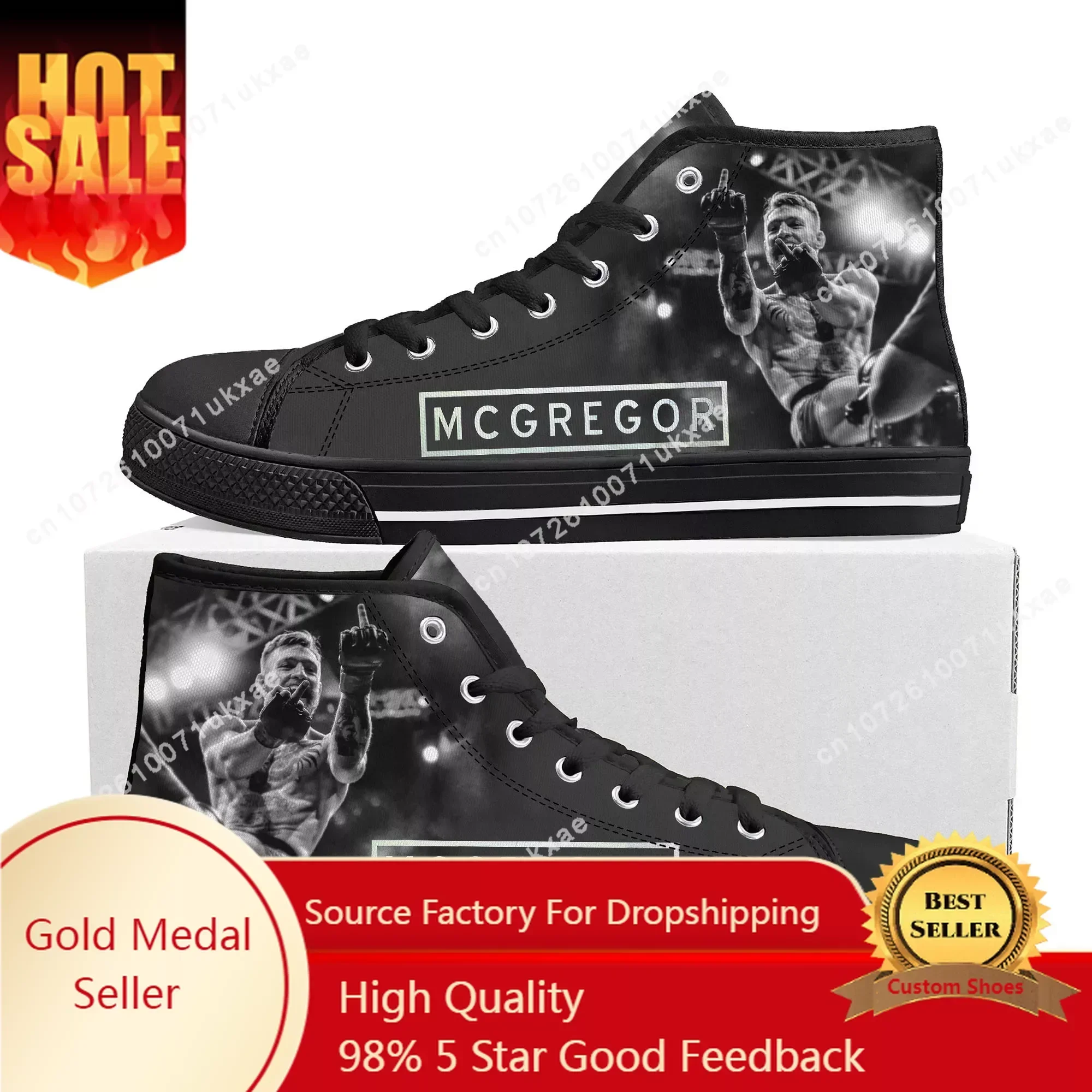 

Conor McGregor Notorious Men Fans High Top Sneakers Mens Womens Teenager Canvas Sneaker Casual Custom Made Shoes Customize Shoe