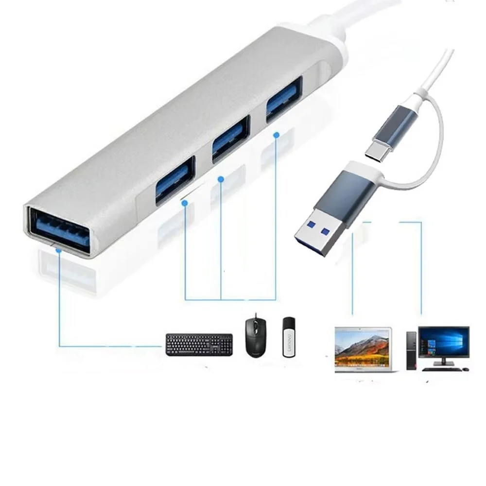 USB 3.0 Docking Ststion 2 in 1 USB HUB Multi Ports Splitter USB Type C OTG Adapter For Notebook Lenovo PC Dell Macbook Air Pro