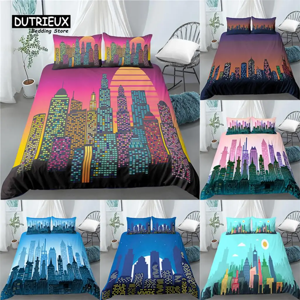 

Home Living Luxury 3D City Print 2/3Pcs Comfortable Duvet Cover PillowCase Bedding Sets Queen and King EU/US/AU Size