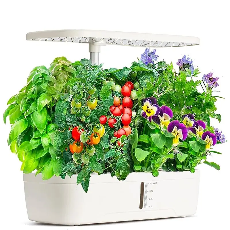 A26I-Smart Water Pump& LED Grow Light Indoor Hydroponics System:12 Pods-White US Plug