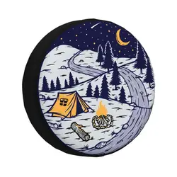 Custom Mountain Camper Adventure Camping Spare Tire Cover for Jeep Wrangler 4WD 4x4 RV Car Wheel Protector 14
