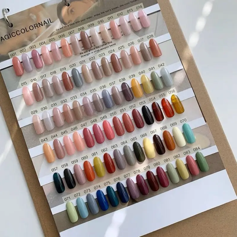 182 Kolory Nail Gel Polish Display Chart Nail Polish Color Card Paper Cover Showing Shelf Holder with False Tips INS Card Book