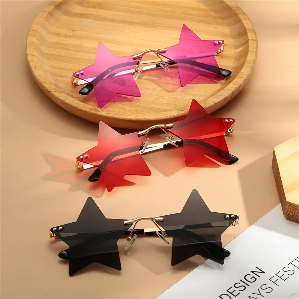 Cute Eyeglasses for Women & Men Star Shape Sun Glasses Rimless Sunglasses Party Glasses