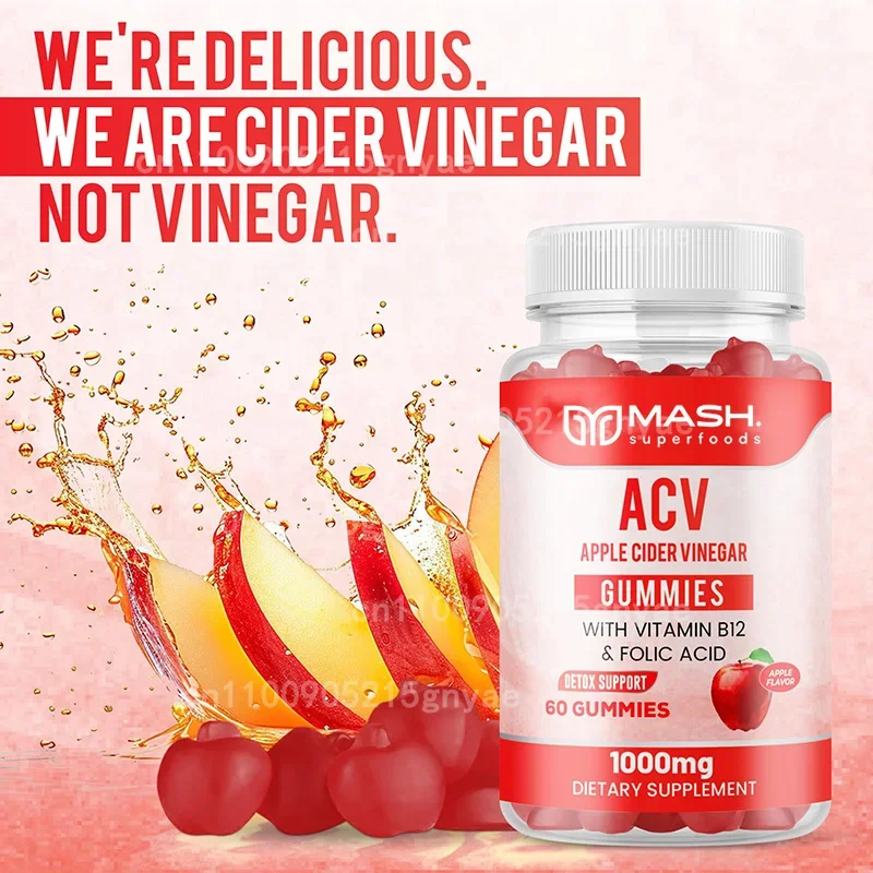 Probiotic Gummy Vitamins with Apple Cider Vinegar 2 Billion CFU Whole Food Vitamin B12 Digestion & Immunity Support Supplement