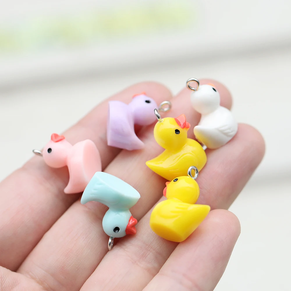 10pcs 17.5x18.5mm 3D Duck Resin Charms Cute Animal Pendant For Jewelry Making Diy Earrings Keychain Crafts Accessories