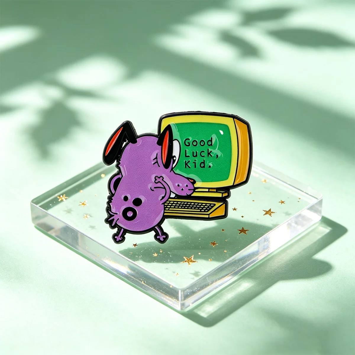 Cartoon Purple Dog Enamel Pin Vintage Computer Good Luck Brooches Lapel Pins Backpack Accessories Decorative Jewelry Friend Gift
