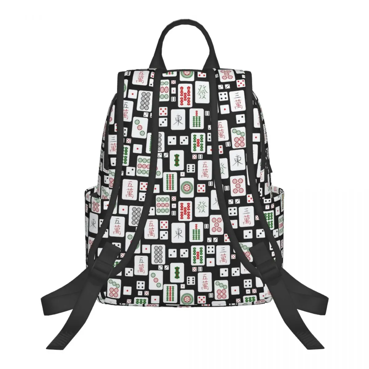 Mahjong Tiles Game Dice Student Backpack School Bag Hiking Travel Daypack for Men Women Bookbag Shoulder Bags