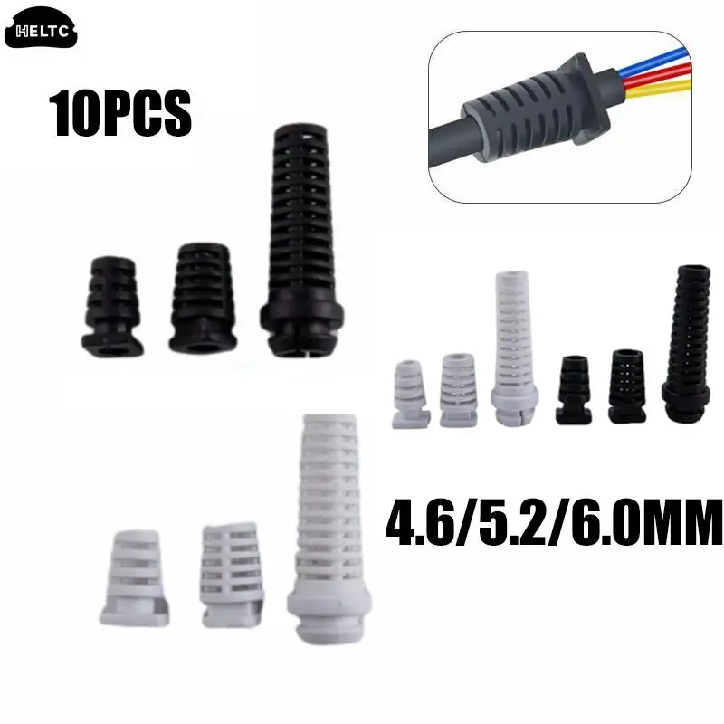 10pcs 4.6/5.2/6mm Cable Gland Connector Rubber Strain Relief Cord Boot Protector Wire Cable Sleeve Power Tool Cellphone Charger