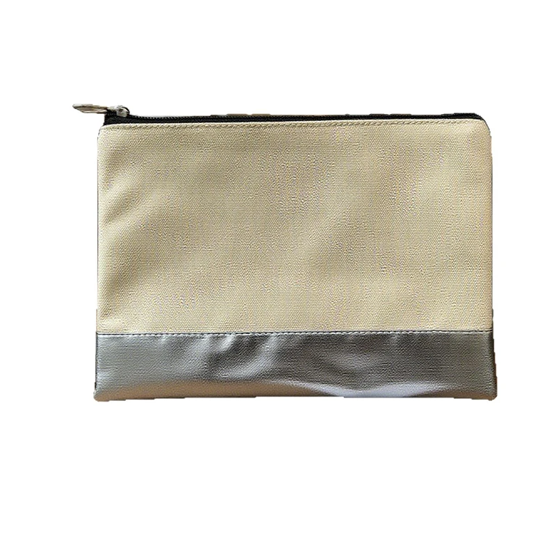 10pcs Makeup Bags Women Canvas Plain Patchwork Square Large Capacity Protable Cosmetic Bag Mix Color