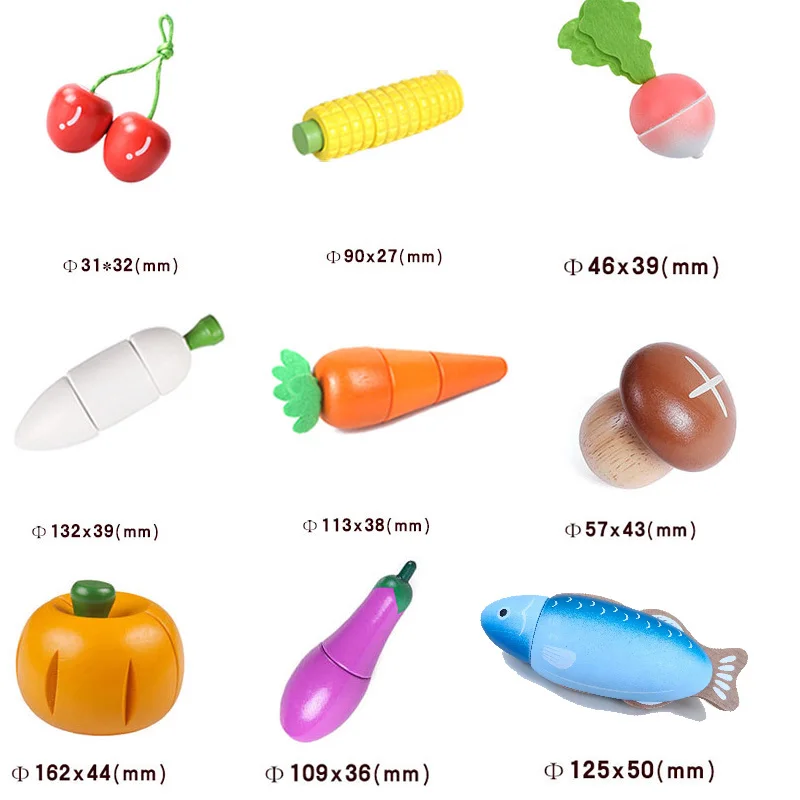 1 szt. Drewniana zabawka magnetyczne cięcie owoców warzywa jedzenie udawaj zagraj w symulację kuchnia do odgrywania ról zabawki edukacyjne dla dzieci — zdjęcie 7