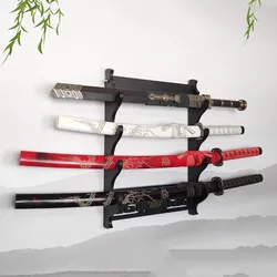 4 Layers Wall Mount Katana Support Stand Wooden Sword Holder Wall-mount Support Sabre Katana Umbrella Display Shelf Organizer