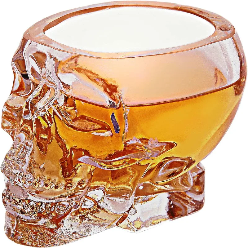 75ML Skull Head Shot Glass Whiskey Crystal Party Wine Cup Transparent Vodka Liquor Beer Steins Halloween Novelty Cup Barware