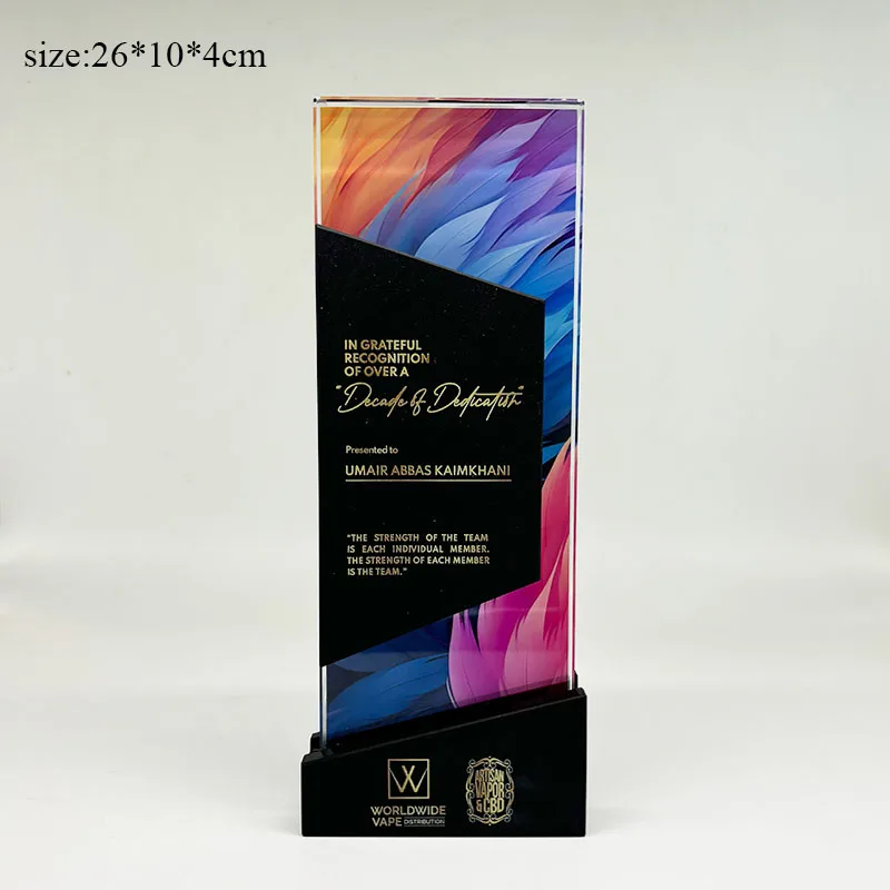 Lvshen New Design Glass And Marble Trophy Excellent Award to Employee Outstanding Award Free Engraving