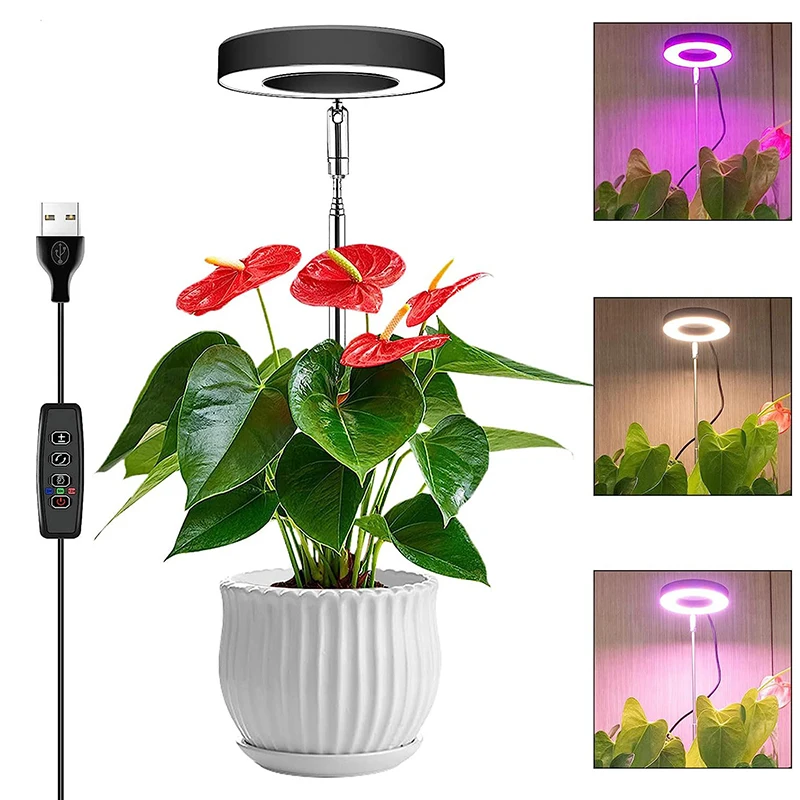 Grow Light Full Spectrum LED Plant Light For Indoor Plants Height Adjustable Growing Lamp With Timer 3/9/12H Dimmable Brightness