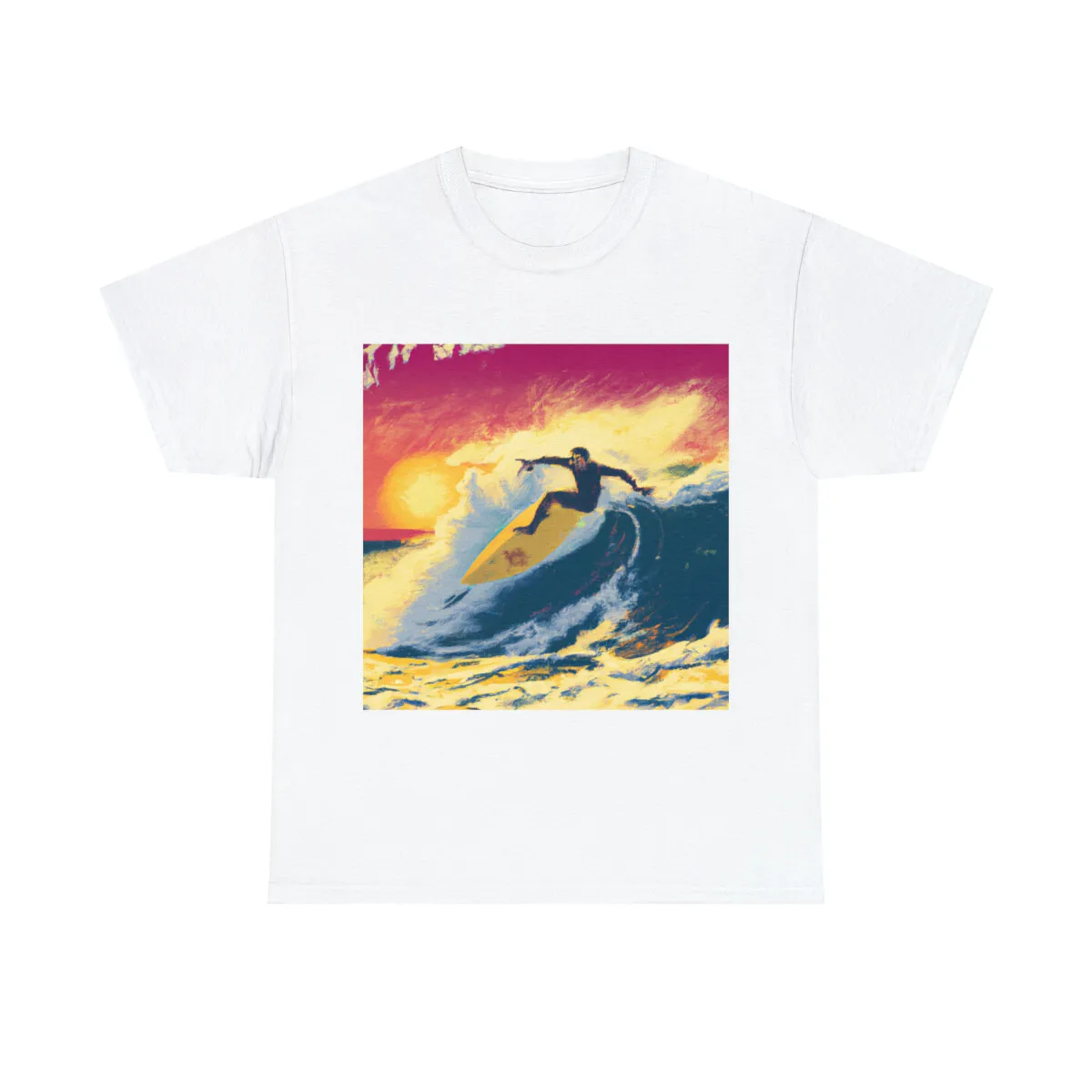 

Vintage Surf Wave Rider T-Shirt Colorful Retro Art 100% Cotton Tee for Nostalgic Fashionistas and Bold Street Style Enthusiasts