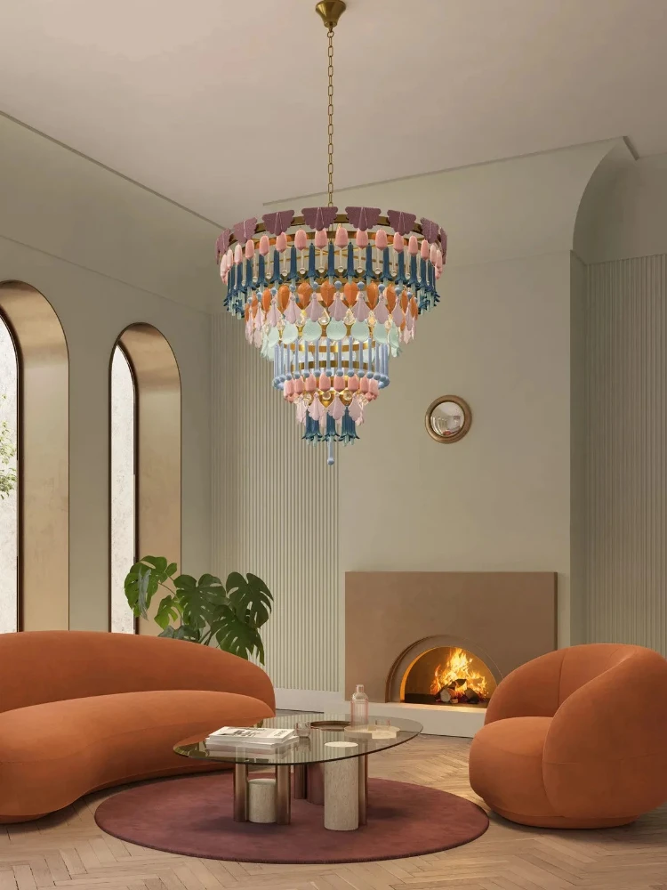 Modern Advanced Ceramic Color Living Chandeliers Creative Personality Art Dining Room Bedroom Study Decorative Lamps Decoration