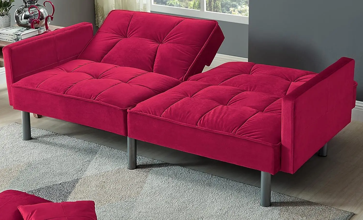 

Velvet Loveseat Futon Convertible Sofa Bed for Living Room and Couch for Bedroom Sofabed Sleeper