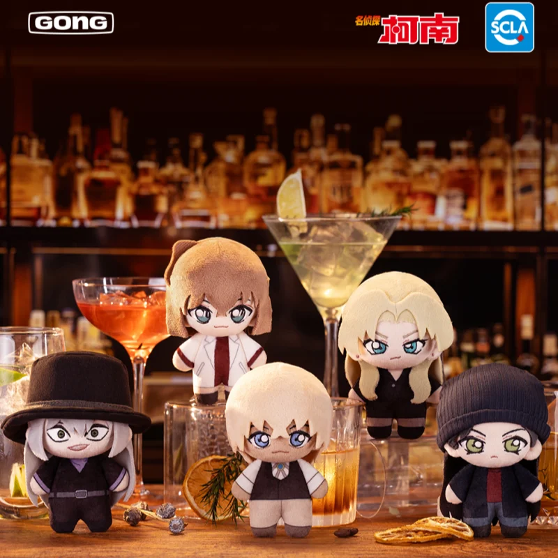 

New Genuine GONG Detective Conan Black Organization Wine List Series Plush Doll Pendant Bobon Rye Kawaii Model Anime Figures Gif