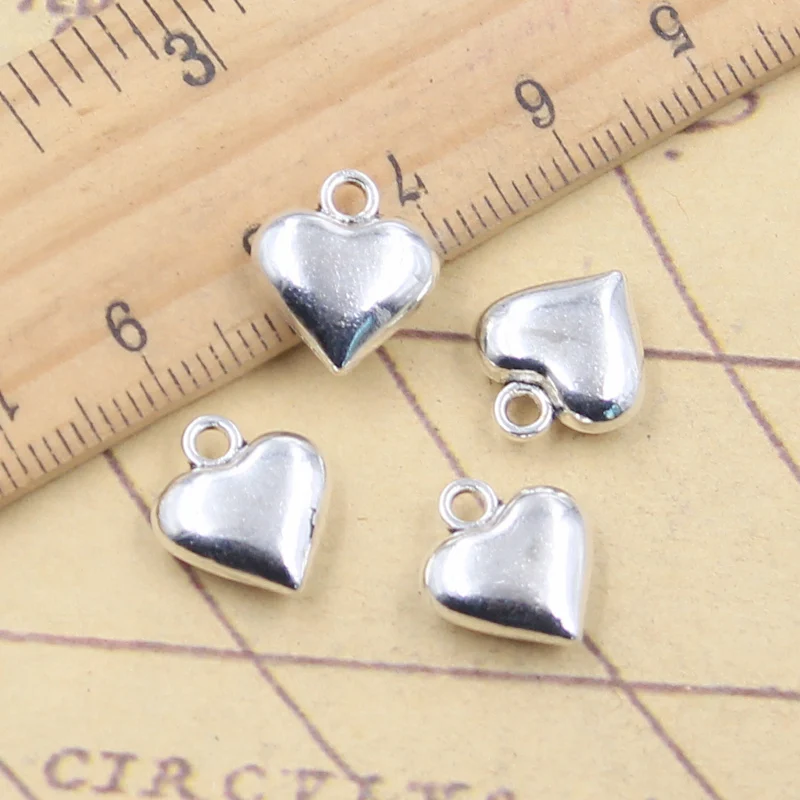 10pcs Charms Lovely Heart 13x12mm Tibetan Silver Color Pendants Antique Jewelry Making DIY Handmade Craft