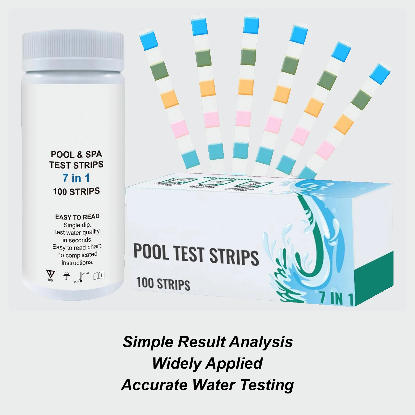 

100 шт. тест-полоски для бассейна, водопроводные тест-полоски для гидромассажной ванны, спа-тестер воды для бассейна, бумага для бассейна на заднем дворе