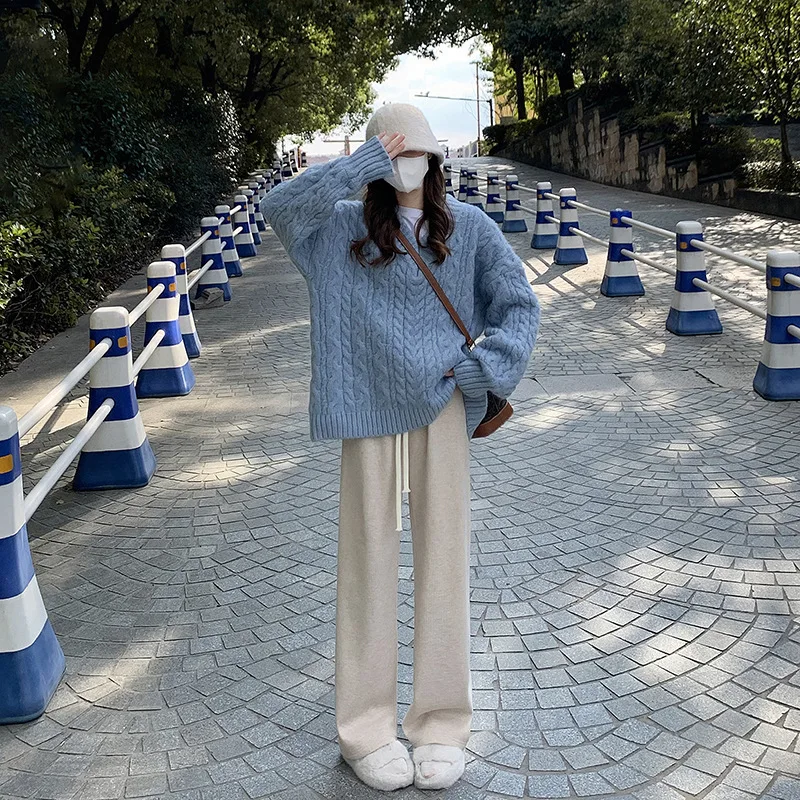 ワイドレッグパンツと女性用カシミア,ルーズフィット,ハイウエスト,ドロップ,ソフト,接着剤,床とスイープ,無地,秋,新しいコレクション2023