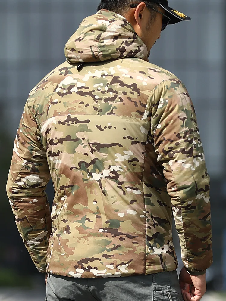 Giacca tattica mimetica militare impermeabile ultraleggera da uomo inverno polare antivento caldo cappotto imbottito con cappuccio giacca a vento