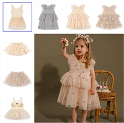 2024 Summer New Children's Wear ks Cherry Print Dress fashion Kid Gauze Half Skirt Girls Sundress High Quality Clothing