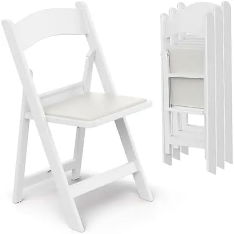 Garden and Patio Folding Chair Set of 4 for Events and Wedding, Lightweight with Padded Seat, Water-Proof, Double
