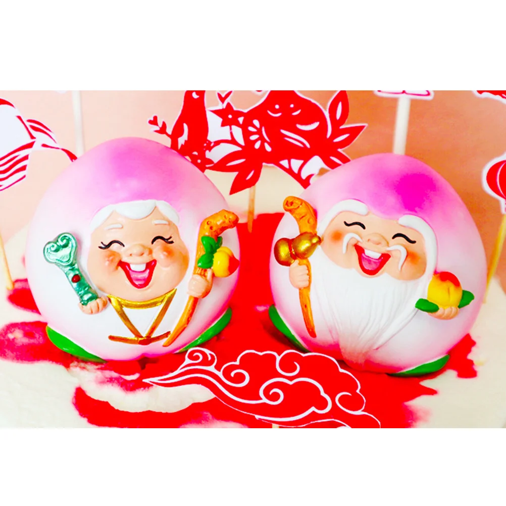 

Exquisite Peach Cake Toppers Chinese Style Grandma Grandpa Birthday Decor Long Lasting Visual Enjoyment Home Car