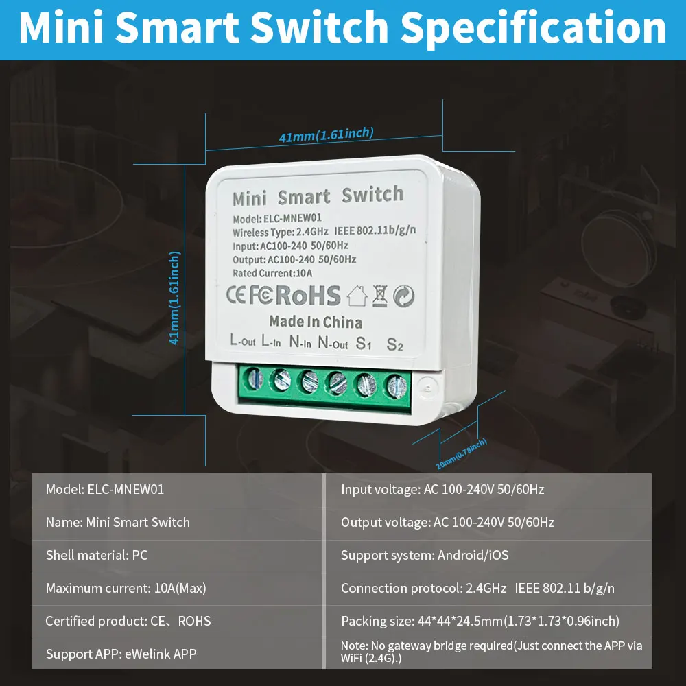 eWelink Wifi Smart Switch Module 2-Way DIY Light Switches Mini Relay Breaker Timer Support Alexa Alice Google Home Assistant