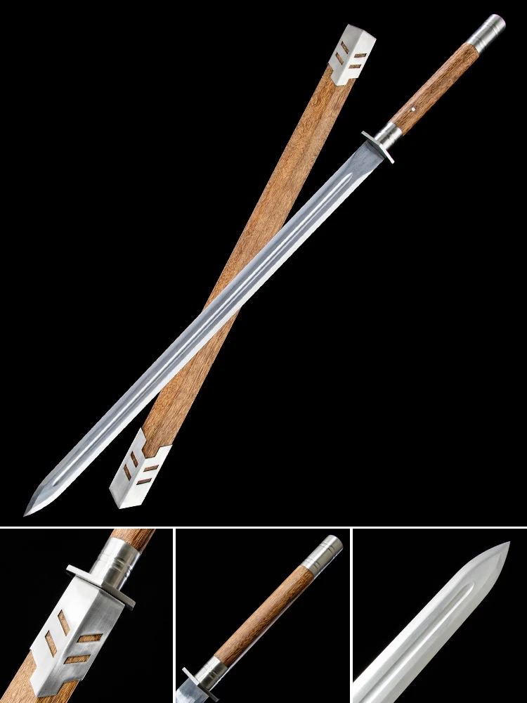 Chinese Tang Sword High Manganese Steel Blade Real Handmade Full Size Triumphal Battle Swords Warrior Katana