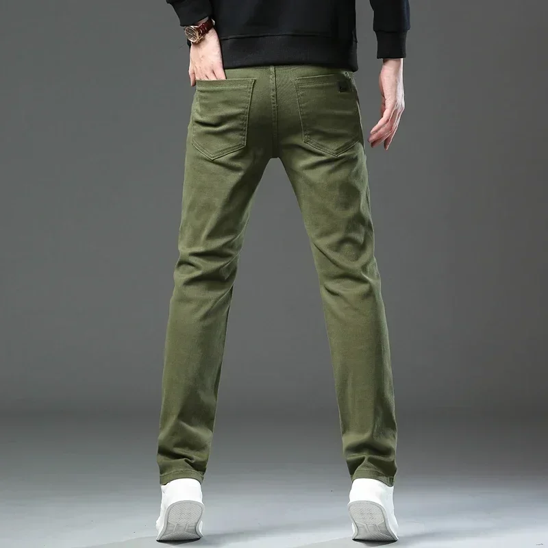 Jeans elasticizzati slim da uomo nuovi autunnali Pantaloni in denim in tessuto morbido alla moda e versatili Pantaloni di marca maschile caffè verde militare