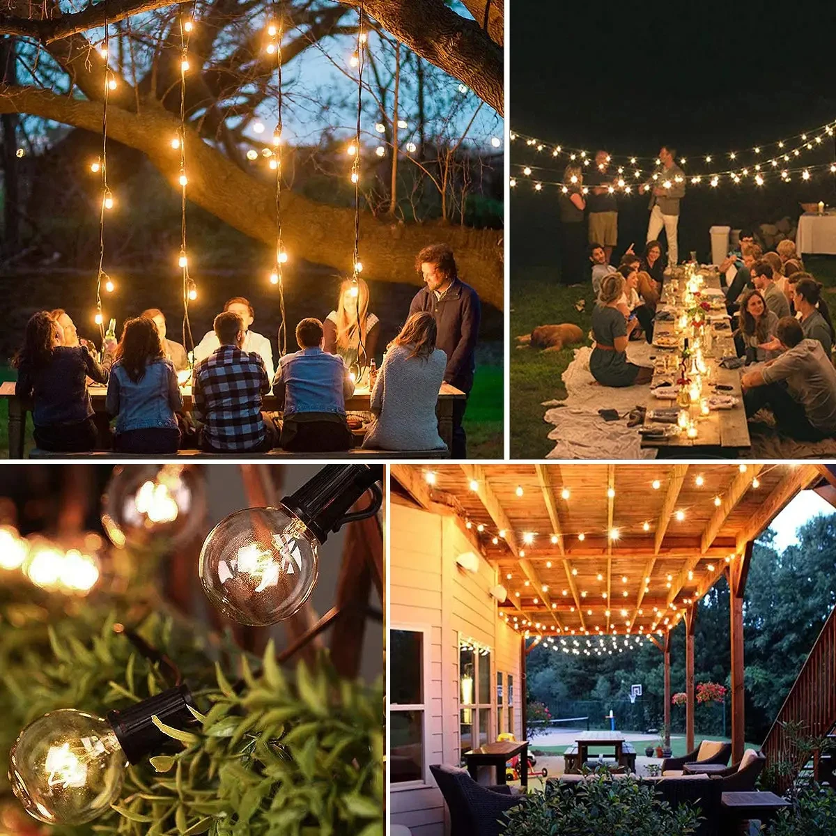 Imagem -06 - Outdoor G40 Led String Light Impermeável Ip44 Tungstênio Lâmpada de Substituição 7w E12 Guirlanda Luz de Fadas Corrente Festa Casamento Decorativo