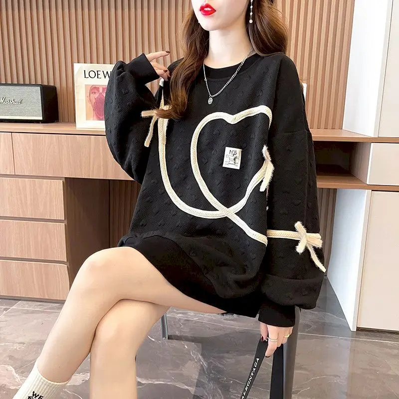 Fashion Pullovers Women Long-sleeved Mid-length Sweatshirts Autumn Trendy Pullover Loose Niche Design Sense Tops Womens Clothes