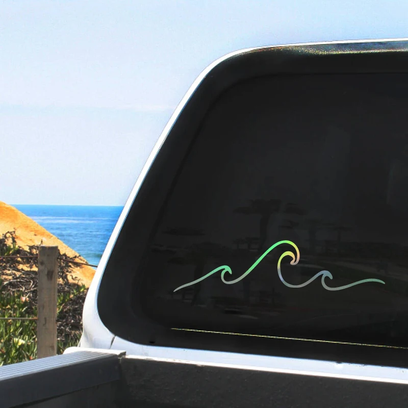 Wave Car Decal , Ourdoor Vinyl Art Sticker Decor , Beach Ocean Mural Art Decals For Car Window Laptop Decoration