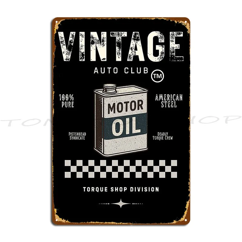 Vintage Motor Oil Can 1950S Garage Style Metal Sign Living Room Plaques Garage Decoration Designs Tin Sign Poster