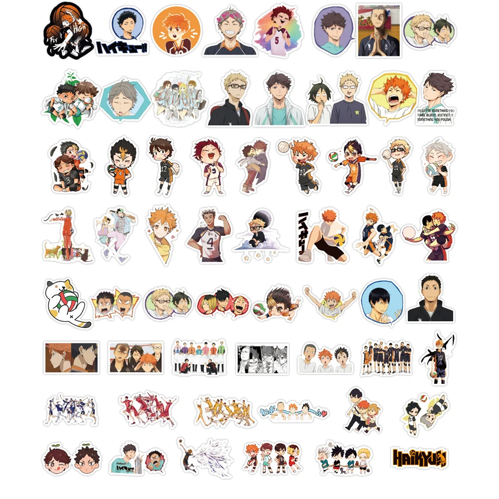 50/100PCS Haikyuu!! Anime Stickers Cartoon Decals Decoration Skateboard Fridge Laptop Motorcycle Waterproof Sticker for Kids Toy