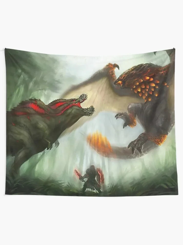 Deviljho vs. Bazelgeuse Tapestry Wall Deco Outdoor Decor Home Decoration Mushroom Tapestry