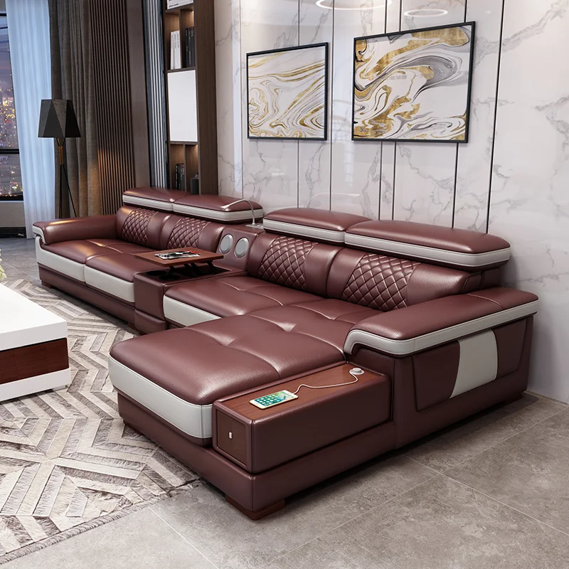 #Global Hot-selling Modern Leather U Shaped Sectional Living Room Microfiber Leather Sofa Set Luxury Furniture Smart Sofa
