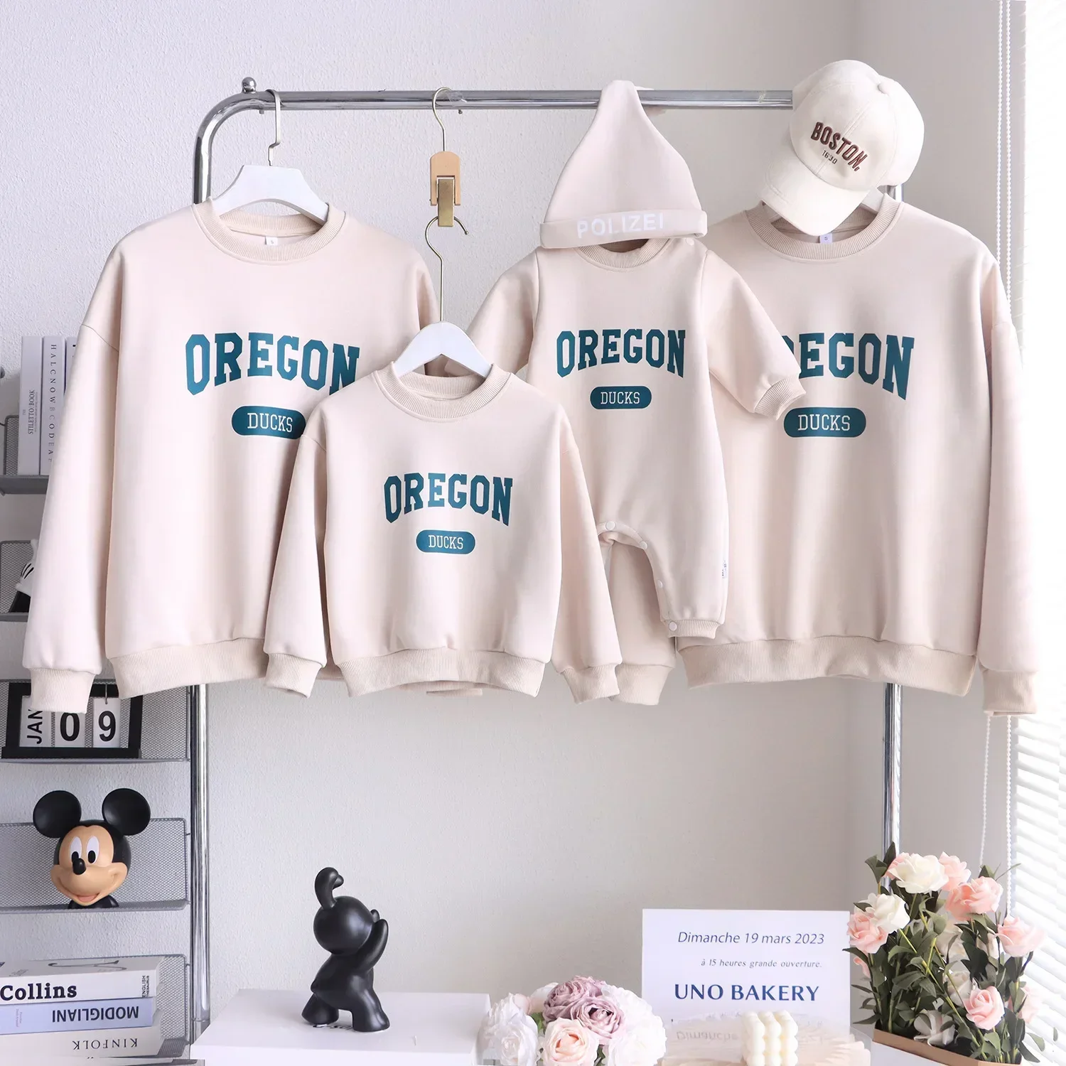 Autumn Winter Sweatshirts for The Whole Family Matching Clothes Dad Mom and Son Daughter Warm Long Sleeve Tops Newborn Bodysuit