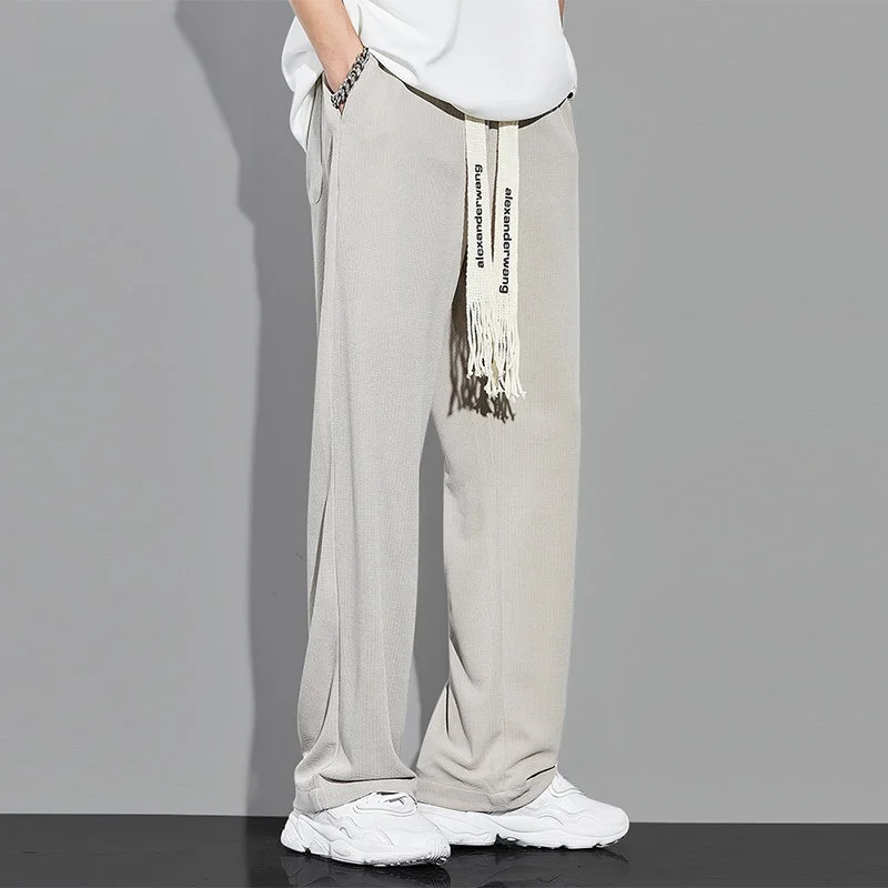 

Мужские летние тонкие свободные брюки из ледяного шелка с быстрым высыханием, дышащие, удобные, прямого кроя, повседневные, спортивные, длинные