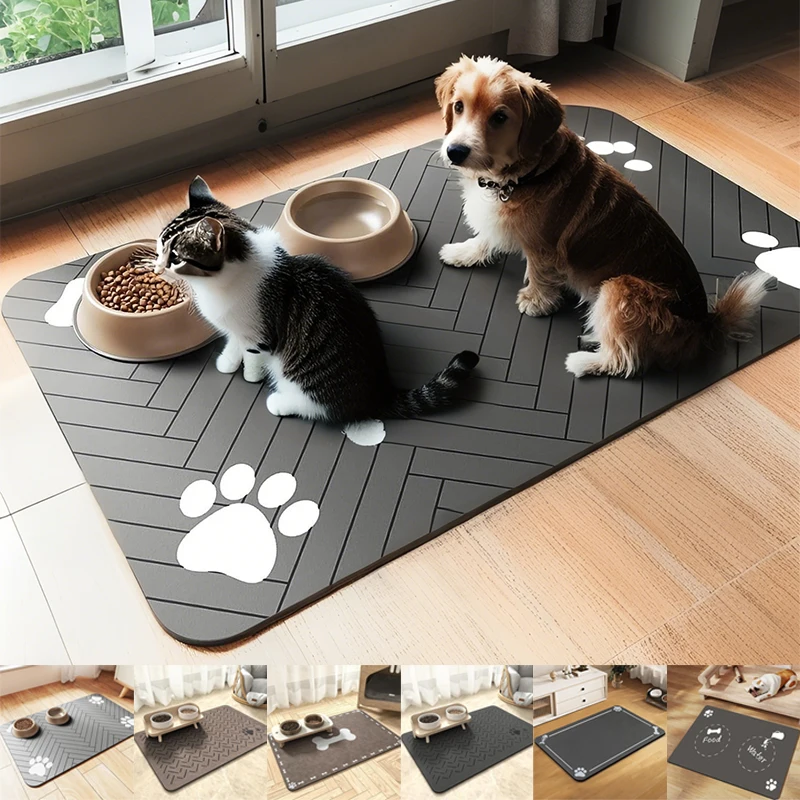 

Quick Dry Non-slip Mat Waterproof Pet Bowl Pad Feeder Mats Pet Placemat Dog Food Bowl Mat Drinking Feeding Placemat for Dog Cat