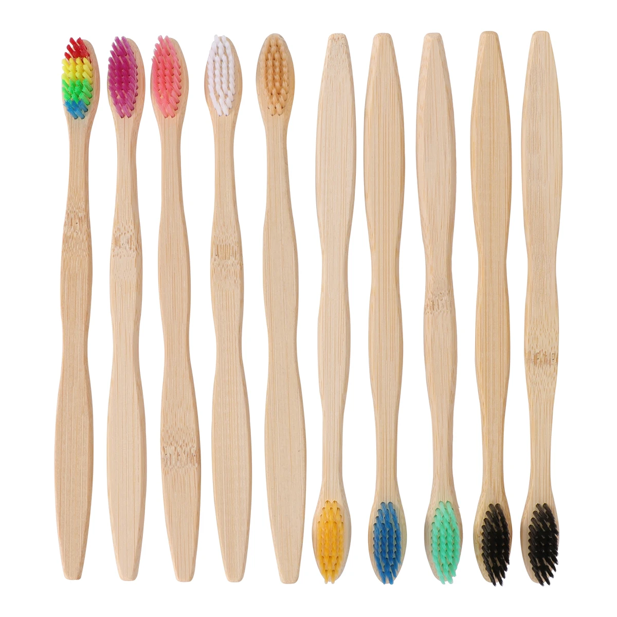 

10 pcs Bamboo Toothbrush Set Soft Bristles Lightweight Travel Oral Health Eco Friendly Bamboo Handle Adult Toothbrushes
