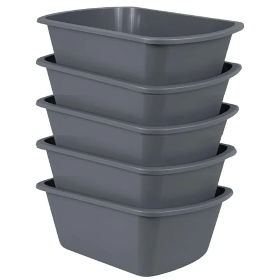 

Wash Basins [5 Pack] Rectangular Plastic 7-Quart Graduated Hospital Soaking Tub with Markings Small Portable Washbasin for Face